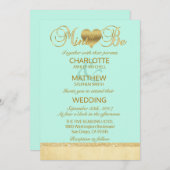 Elegant MINT VOOR Gold Modern Wedding Invitation Kaart (Voorkant / Achterkant)