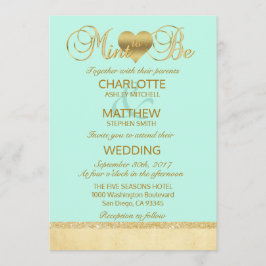 Elegant MINT VOOR Gold Modern Wedding Invitation Kaart
