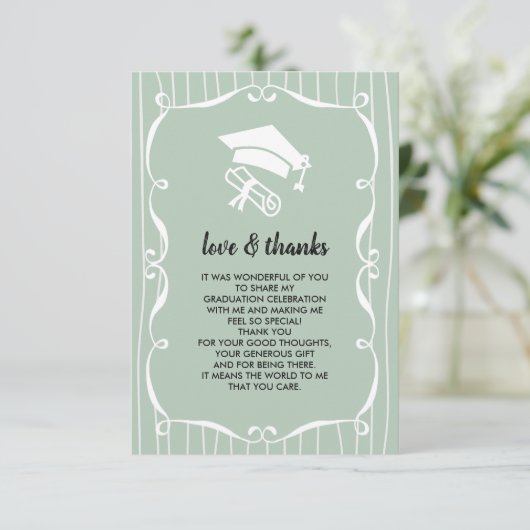 Elegant Mint White Afstuderen Hartelijk dank Kaart (Staand voorkant)