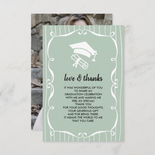 Elegant Mint White Afstuderen Hartelijk dank Kaart (Voorkant / Achterkant)