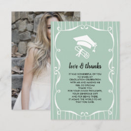 Elegant Mint White Afstuderen Hartelijk dank Kaart