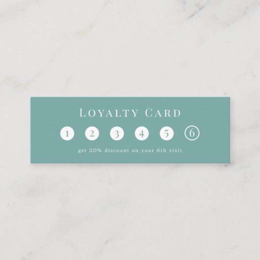 Elegant Mint White Simple 6 Punch Professional Klantenkaartje (Voorkant)