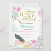 Elegant Mint Winter Onederland Birthday Invitation Kaart (Voorkant)