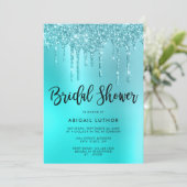 Elegant mintglitter druppelt vrijgezellenfeest af kaart (Staand voorkant)