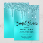 Elegant mintglitter druppelt vrijgezellenfeest af kaart (Voorkant / Achterkant)