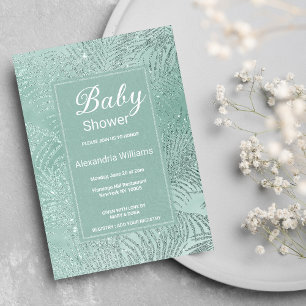 Elegant mintgroen glitter palmboom Baby shower Kaart