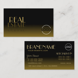 Elegant Mirror Font Classic Black Brown met Logo Visitekaartje