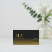 Elegant Mirror Font Classic Black Brown met Logo Visitekaartje (Staand voorkant)
