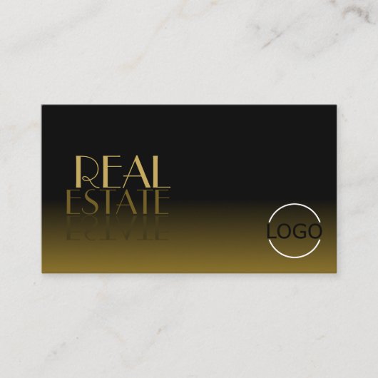 Elegant Mirror Font Classic Black Brown met Logo Visitekaartje (Voorkant)