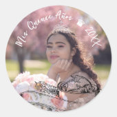  Elegant Mis Quince Años Foto Ronde Sticker (Voorkant)