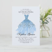 Elegant Mis Quince Blue Glitter Quinceañera Kaart (Staand voorkant)