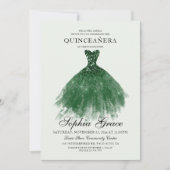 Elegant Mis Quince Green Glitter Quinceañera Kaart (Voorkant)