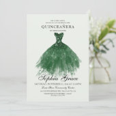 Elegant Mis Quince Green Glitter Quinceañera Kaart (Staand voorkant)