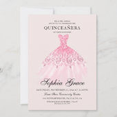 Elegant Mis Quince Pink Glitter Quinceañera Kaart (Voorkant)