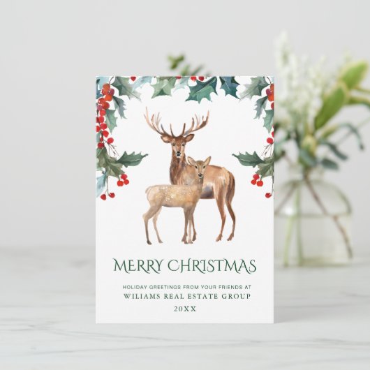 Elegant Mistletoe Dee Kerstmis Corporate Greeting Feestdagenkaart (Staand voorkant)