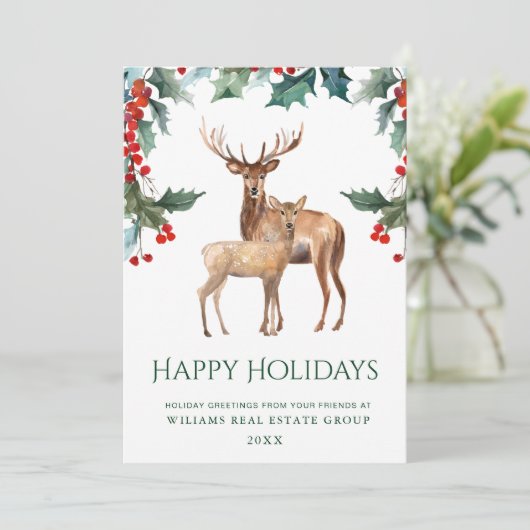 Elegant Mistletoe Dee Kerstmis Corporate Greeting Feestdagenkaart (Staand voorkant)