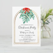 Elegant Mistletoe Gold Arch Lijst kerstfeest Kaart (Staand voorkant)