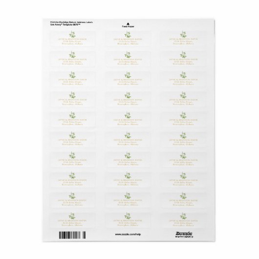 Elegant Mistletoe Greenery Return Address Etiket (Full Sheet)