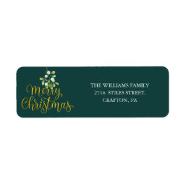 Elegant Mistletoe Merry kerst Return Address Etiket