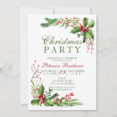 Elegant mistletoe waterverf rood kerst kaart (Voorkant)