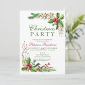 Elegant mistletoe waterverf rood kerst kaart (Staand voorkant)