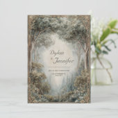 Elegant Misty Forest Archway Sage Gold Frame Kaart (Staand voorkant)