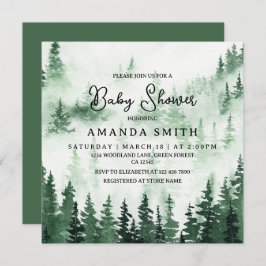Elegant Misty Forest Baby shower Kaart