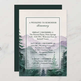 Elegant Misty Mountain Forest Itinerary Card Kaart