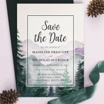 Elegant Misty Mountain Forest Save the Date Kaart