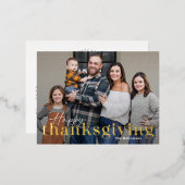 Elegant Mix Folie Foto Thanksgiving Briefkaart (Voorkant / Achterkant)