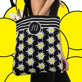 Elegant Mix Pattern Black Tas met monogram