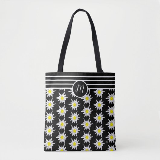 Elegant Mix Pattern Black Tas met monogram (Voorkant)