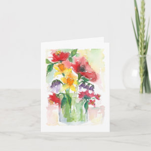 Elegant Mixed Flowers Bouquet Fijne verjaardag Feestdagen Kaart