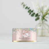 Elegant Mixer Flower Confetti Roos Gold Bakery Visitekaartje (Staand voorkant)
