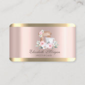 Elegant Mixer Flower Gold Stripe Roos Gold Bakery Visitekaartje (Voorkant)