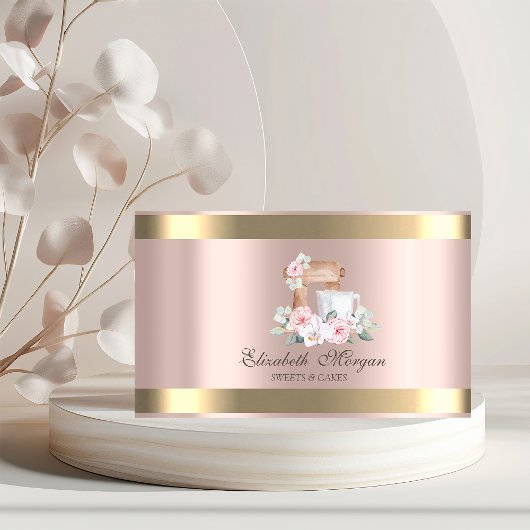 Elegant Mixer Flower Gold Stripe Roos Gold Bakery Visitekaartje