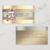 Elegant Mixer Flowers, Faux Gold Stripes Visitekaartje (Voorkant / Achterkant)