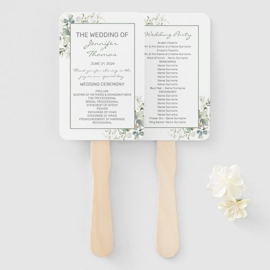 Elegant, Mnimalisme, Green Leaves Fan Programme Handwaaier (Voorkant en achterkant)