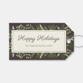 Elegant Mocha Botanical | Holiday Gift Tag Cadeaulabel