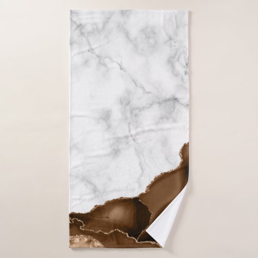 Elegant Mocha Brown Agate Gold Glitter Marble Badhanddoek (Badhanddoek)