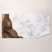 Elegant Mocha Brown Agate Gold Glitter Marble Badhanddoek (Badhanddoek)