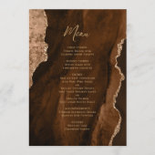 Elegant Mocha Brown Gold Agate Wedding Menu (Voorkant)