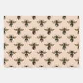 Elegant mocha zwarte en gouden bijen inpakpapier vel (Voorkant 3)