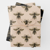 Elegant mocha zwarte en gouden bijen inpakpapier vel (In situ)