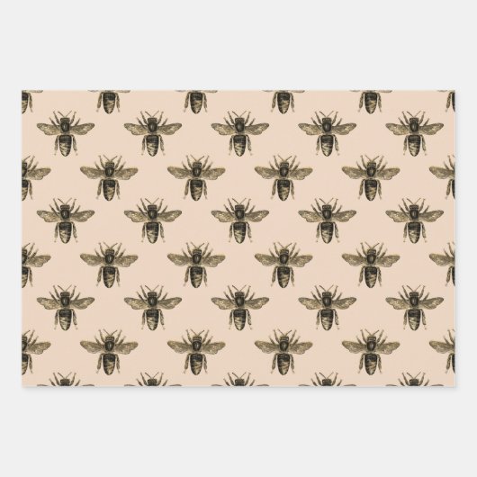 Elegant mocha zwarte en gouden bijen inpakpapier vel (Voorkant)