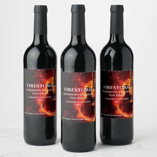Elegant Mockup Guitar on Fire Custom Wine Labs Wijn Etiket (Flessen)