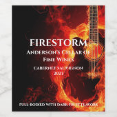 Elegant Mockup Guitar on Fire Custom Wine Labs Wijn Etiket (Enkel label)
