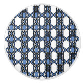 Elegant Mod Blue Abstract Scarab Pattern Keramische Knop (Voorkant)