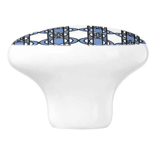 Elegant Mod Blue Abstract Scarab Pattern Keramische Knop (Zijkant)