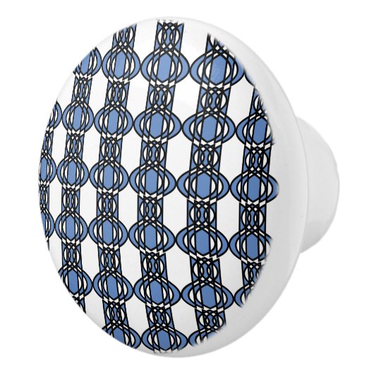 Elegant Mod Blue Abstract Scarab Pattern Keramische Knop (Rechts)